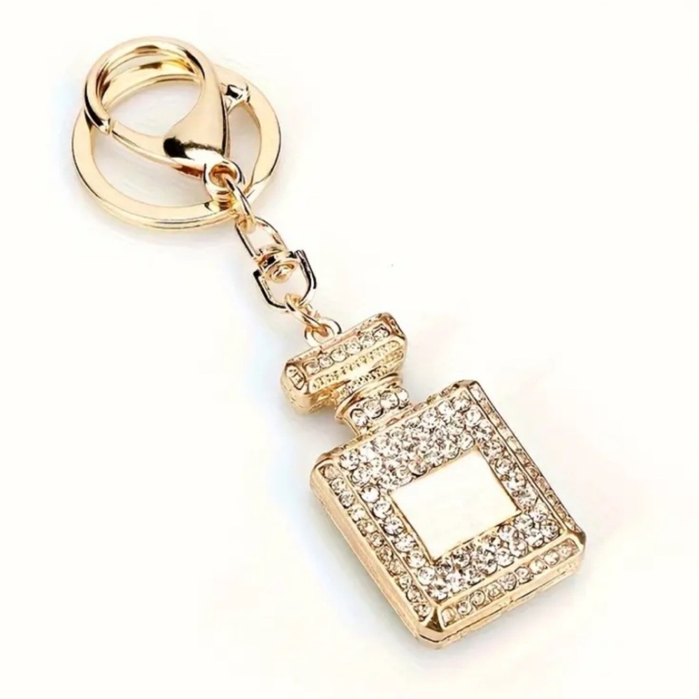 NEW Handbag Key Chain Purse Charm Perfume Bottle CZ Crystal ClearRhinestone NWT